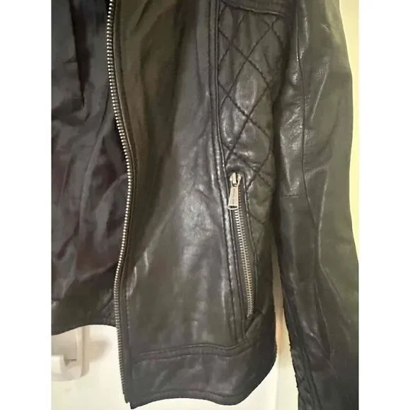 MICHAEL Michael Kors Womens Motorcycle Jacket Size Petite Small Brown Leather - Picture 6 of 9